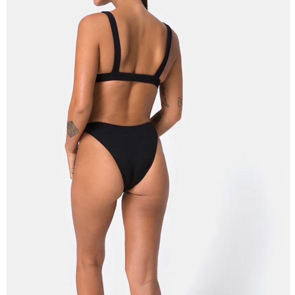 $82 NWT Motel Hyuna Bikini Top & bottom Black With Silver Buckle XS/S - Picture 5 of 7
